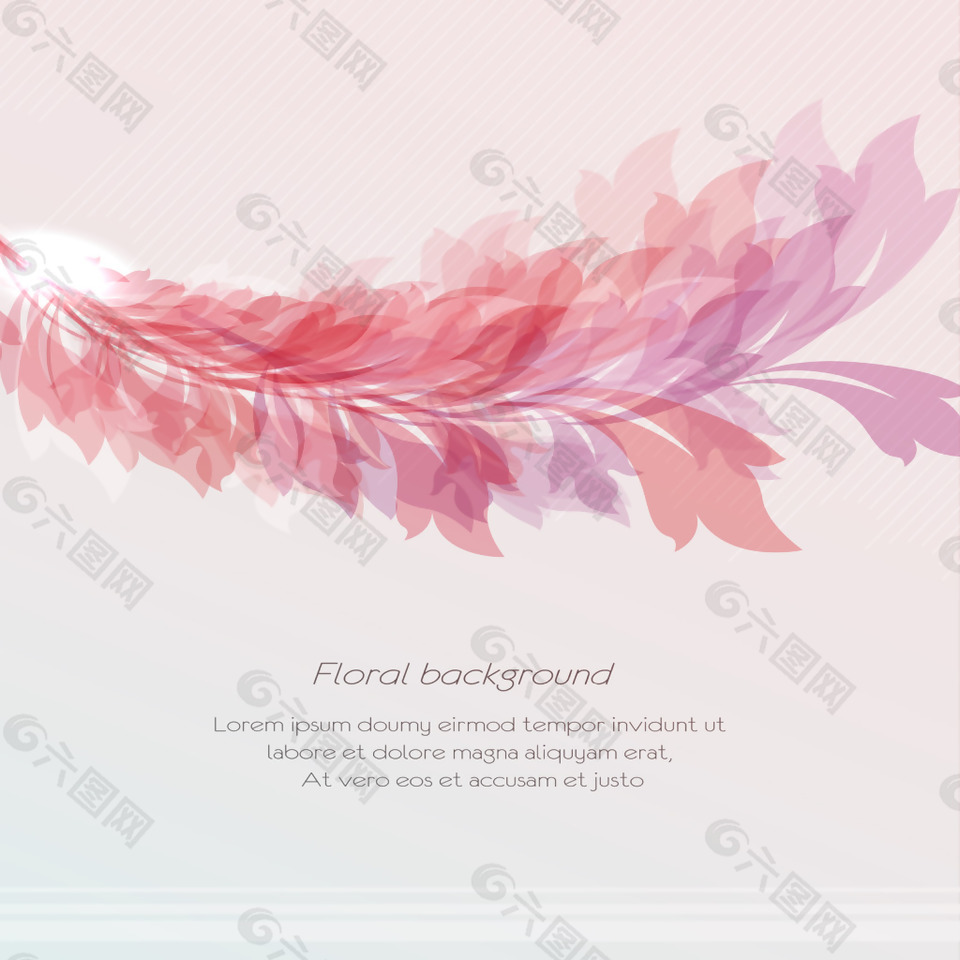 羽毛状卡通花朵图案矢量素材