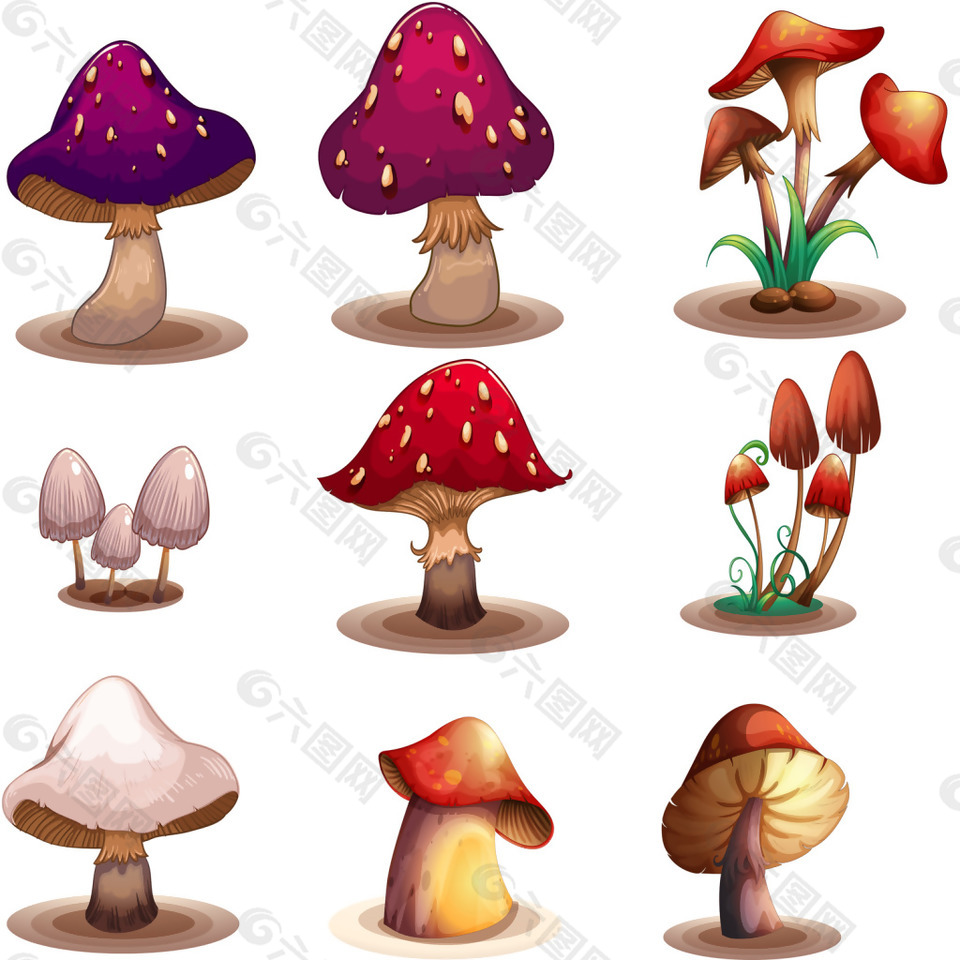 卡通蘑菇造型矢量素材