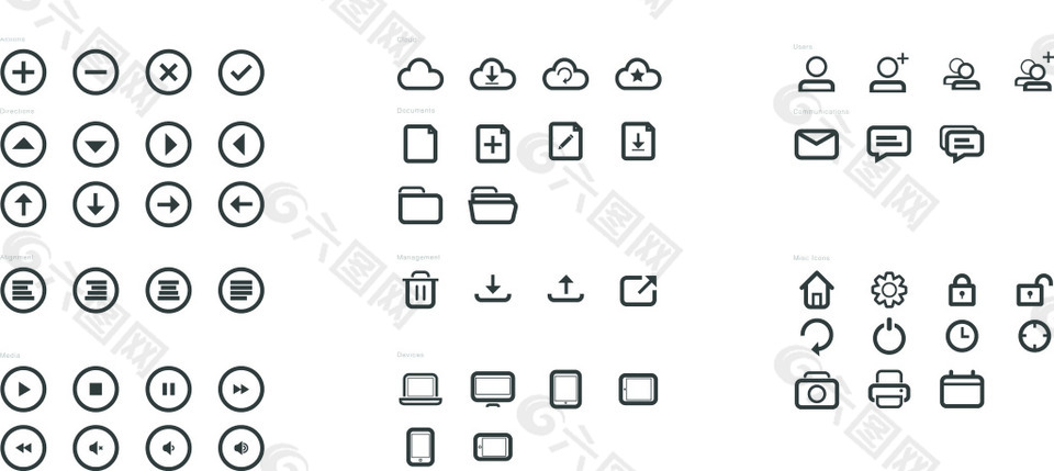 网页矢量线条icon图标素材