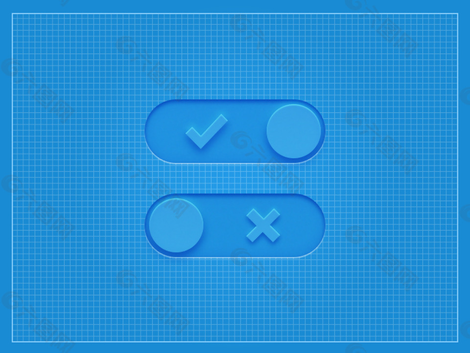 蓝色网页开关滑块按钮设计