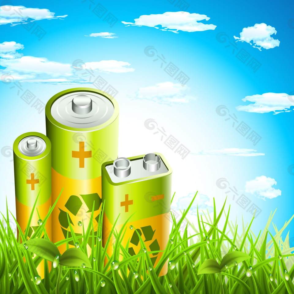 电池节能绿色环境保护矢量素材
