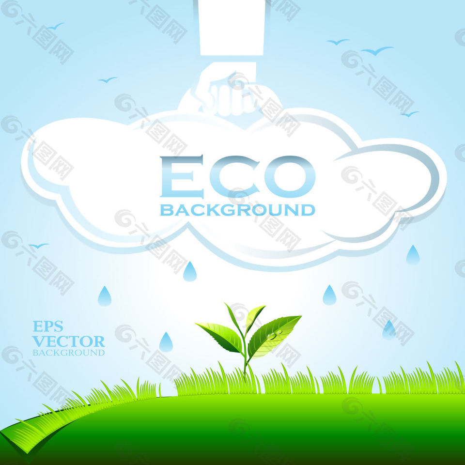 ECO绿色环境保护卡通矢量素材