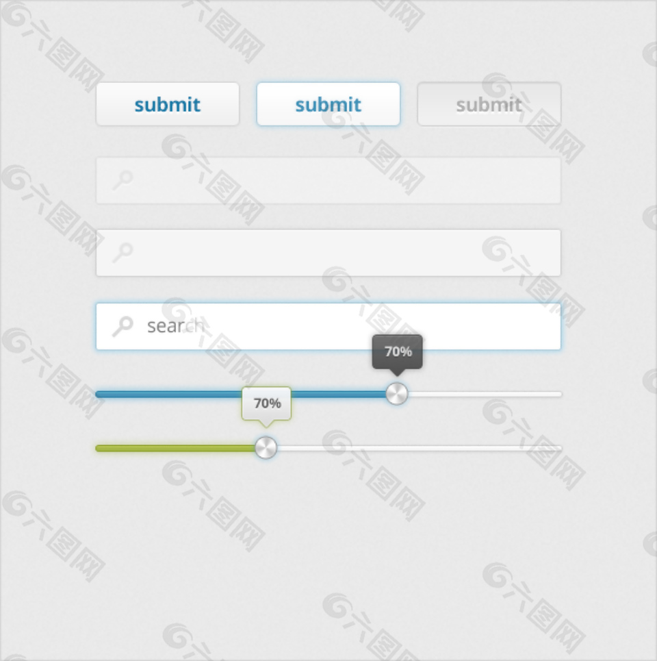 网页按钮搜索框进度设计素材