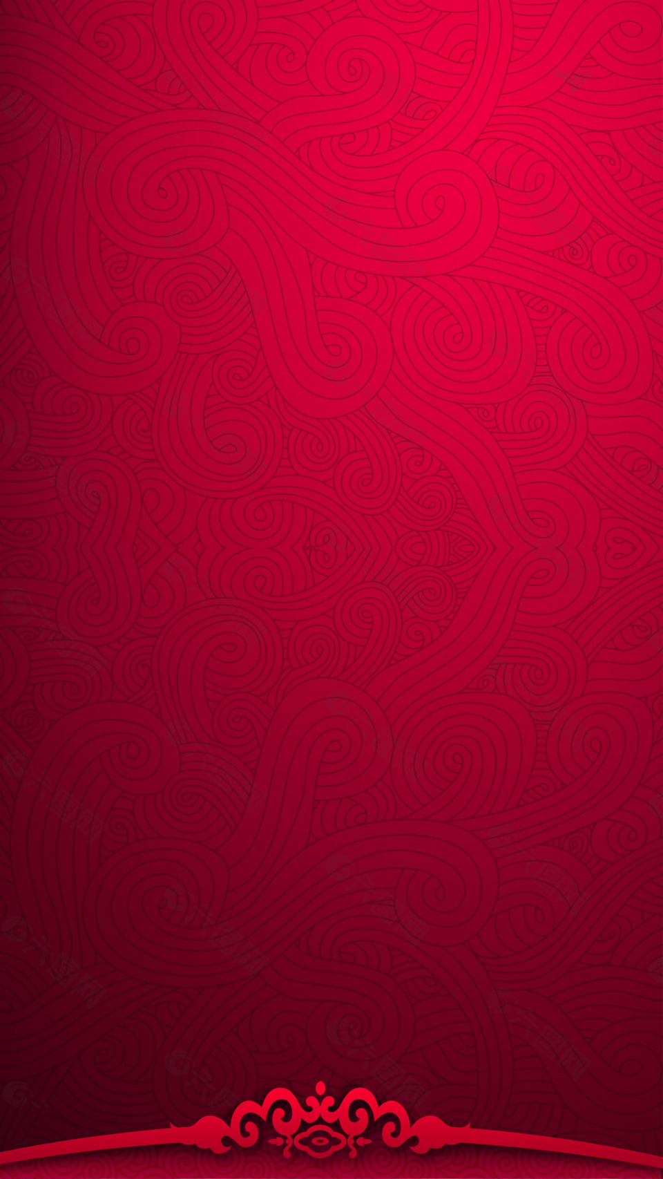 手绘红色花纹H5背景素材