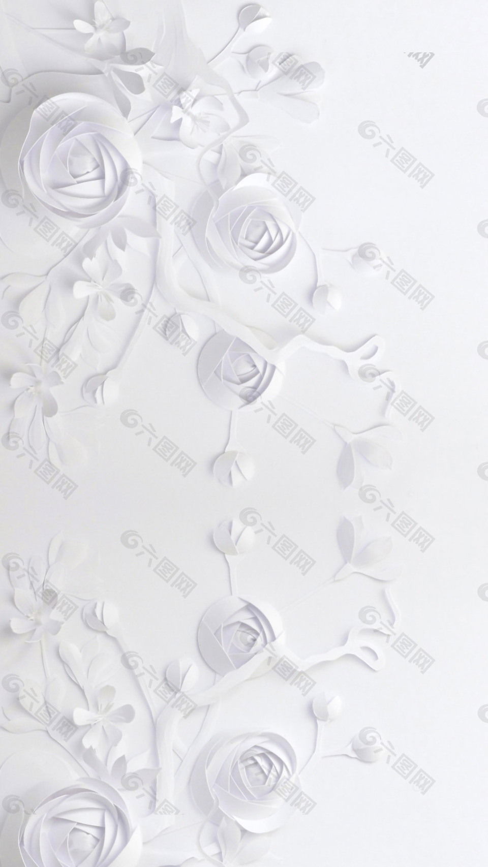 白色花朵浮雕H5背景素材