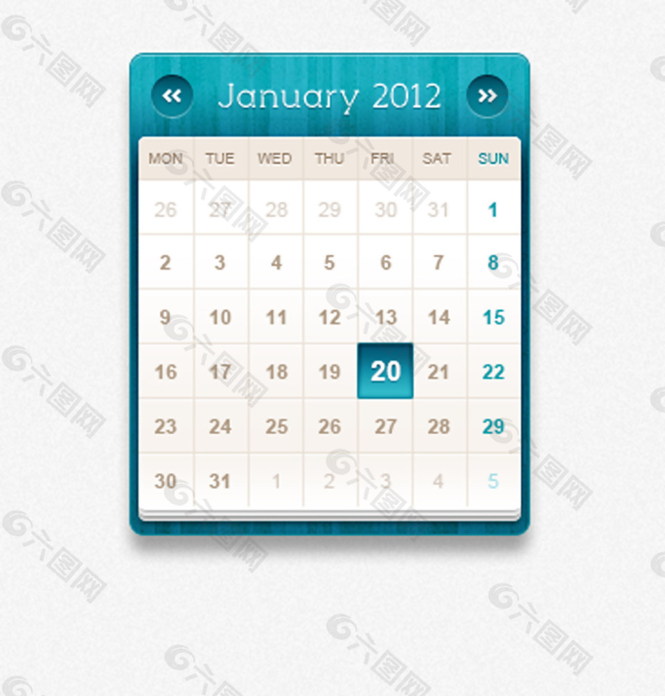 蓝色网页日历素材