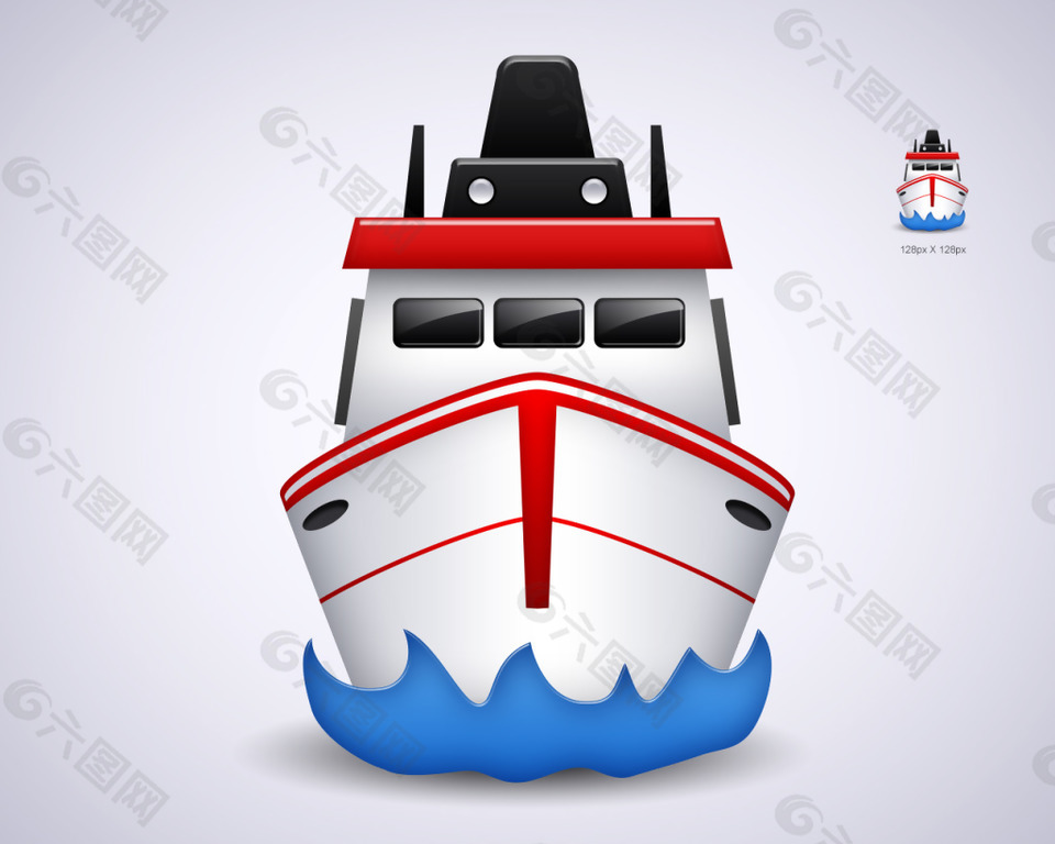 交通轮船icon图标设计