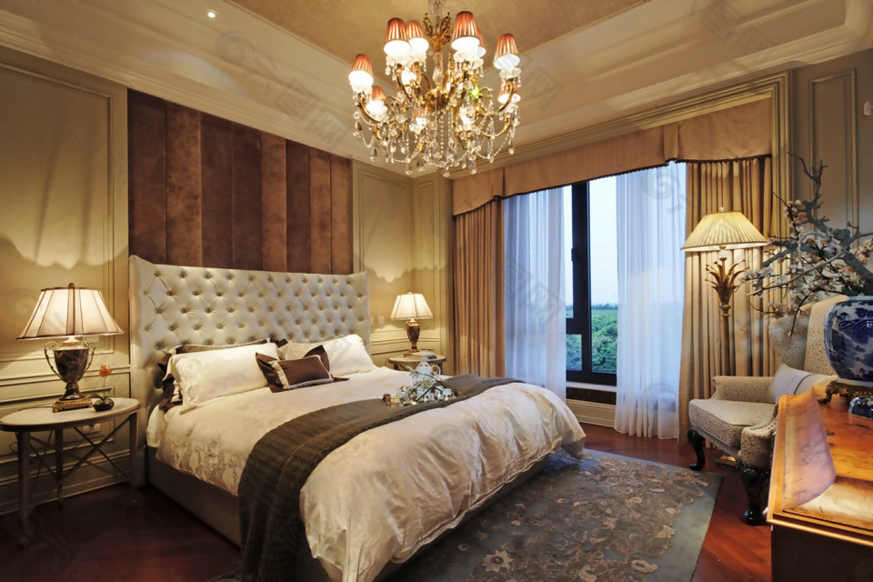北欧风格高贵典雅贵族卧室软包设计效果图