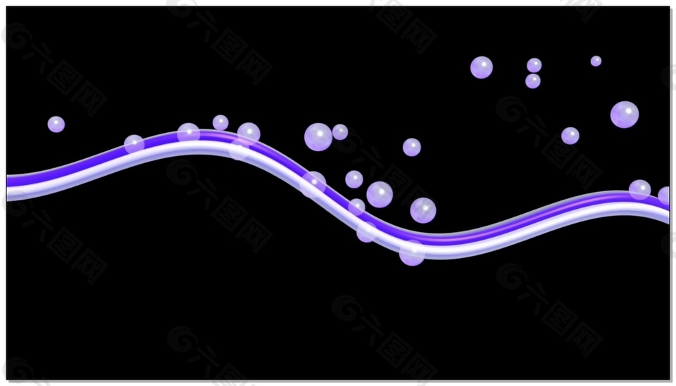 紫色线条波浪与气泡上升高清视频