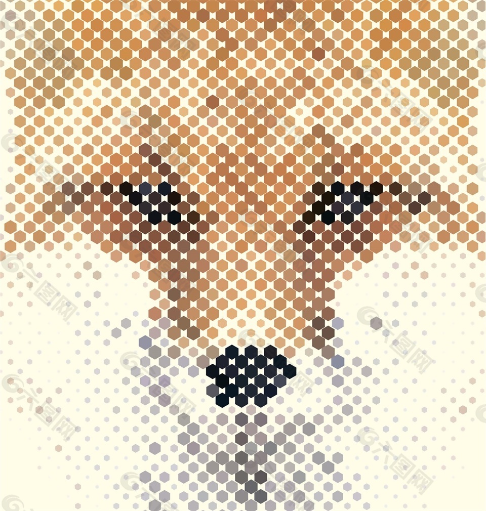 小波点创意半调动物矢量素材