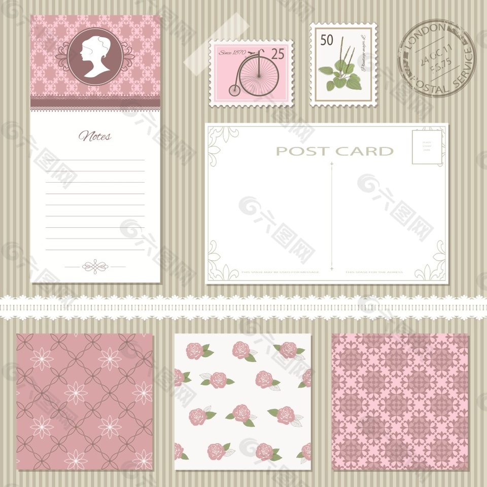 格纹邮戳各种标签蒙版矢量素材