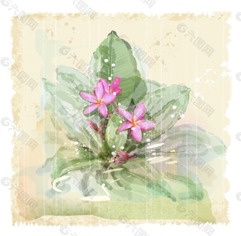 水彩花朵矢量素材