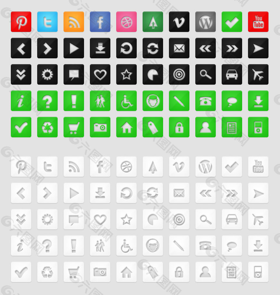 圆角矩形多媒体社交icon图标