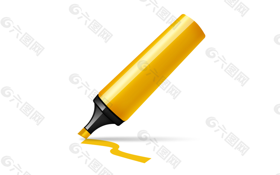 黄色彩色画笔icon图标设计