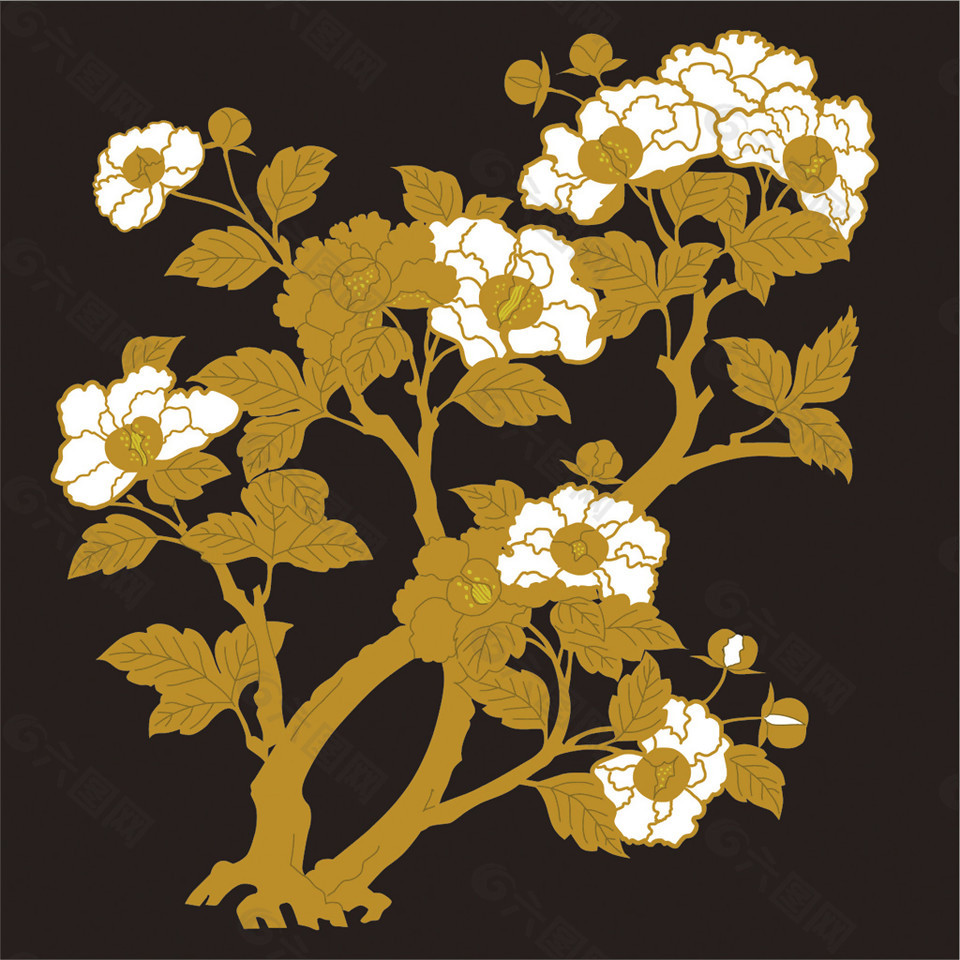 金色花朵花纹背景图