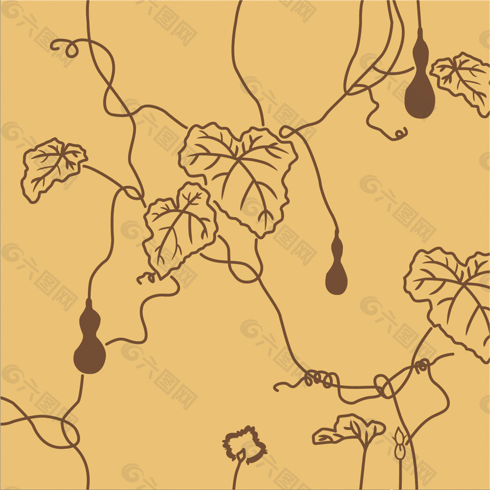 米黄色花纹背景图