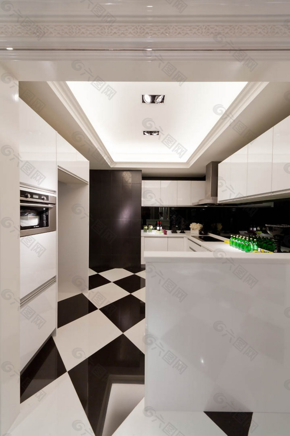 现代简约风室内设计厨房地砖效果图JPG