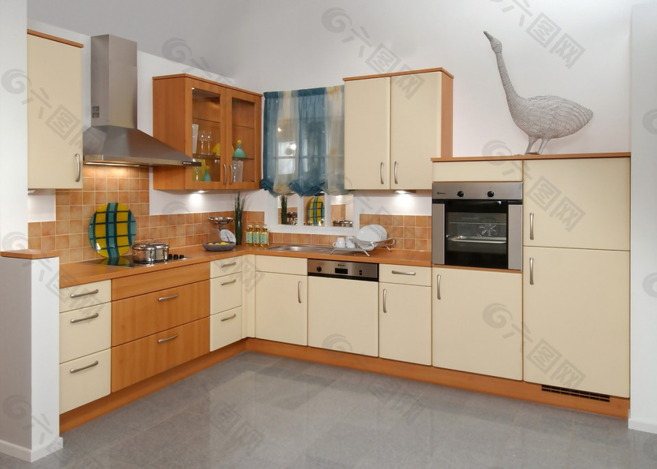 现代简约风室内设计厨房暖色调效果图