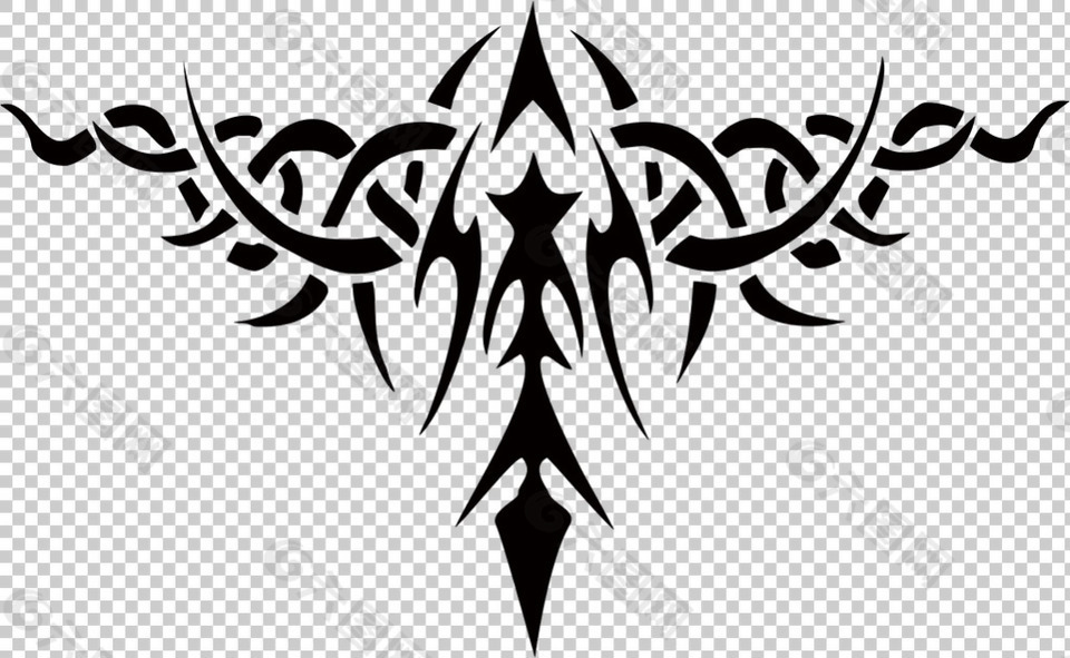部落对称图形纹身免抠png透明图层素材