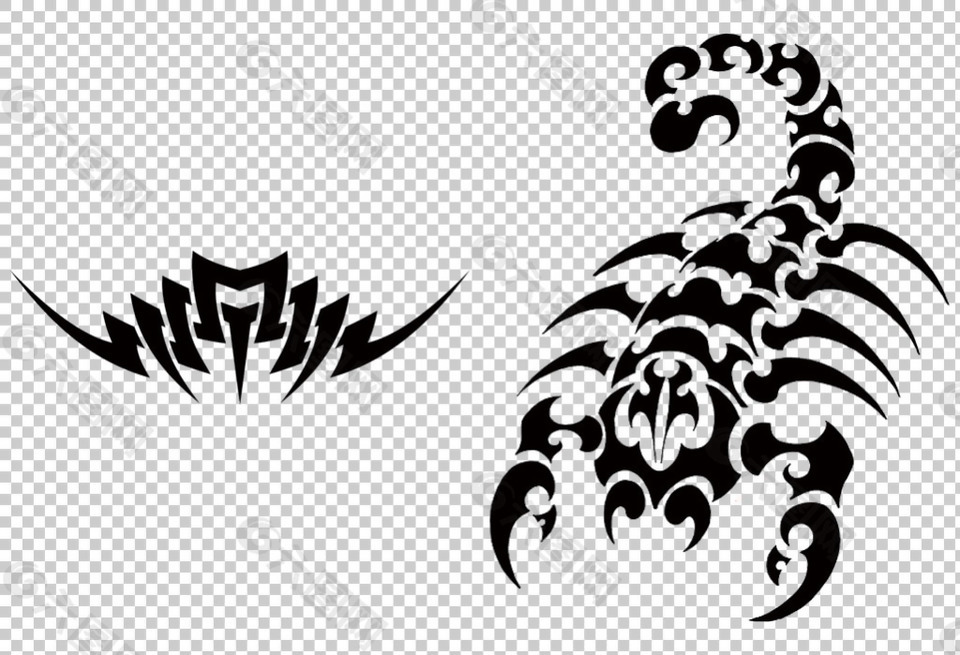 抽象蝎子纹身免抠png透明图层素材