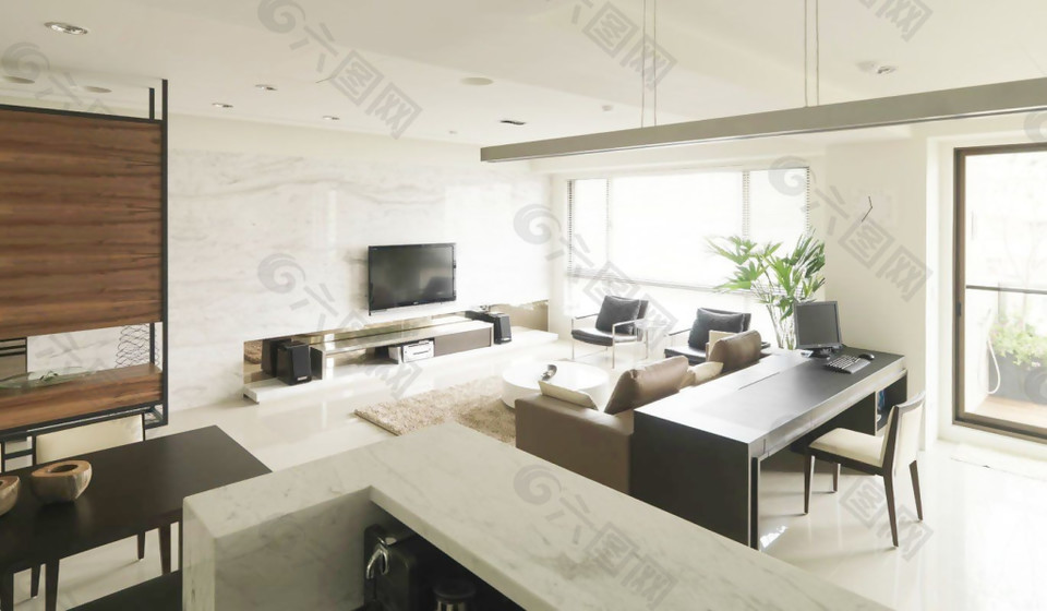 超大型现代简约客厅电视背景墙壁纸装修设计效果图