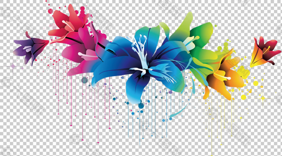 抽象彩色装饰花纹免抠png透明图层素材
