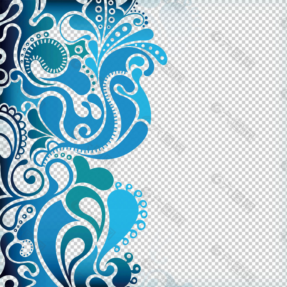 抽象蓝色装饰花纹免抠png透明图层素材
