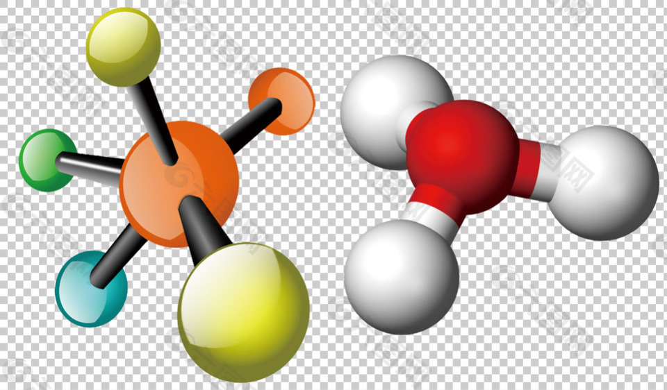 彩色三维分子模型免抠png透明图层素材