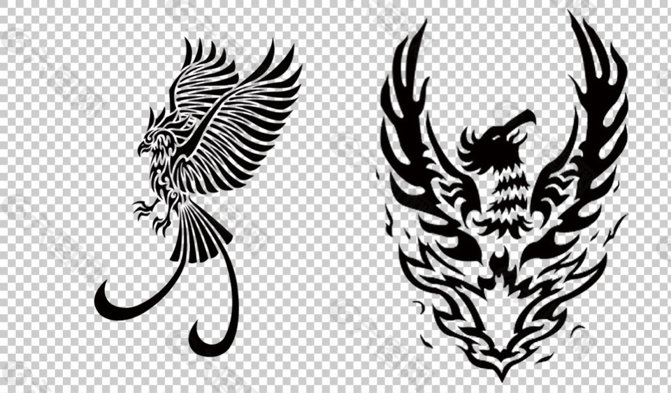 凤凰图腾文身图案免抠png透明图层素材