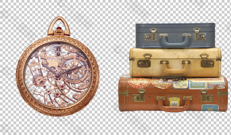 古董钟表箱子免抠png透明图层素材