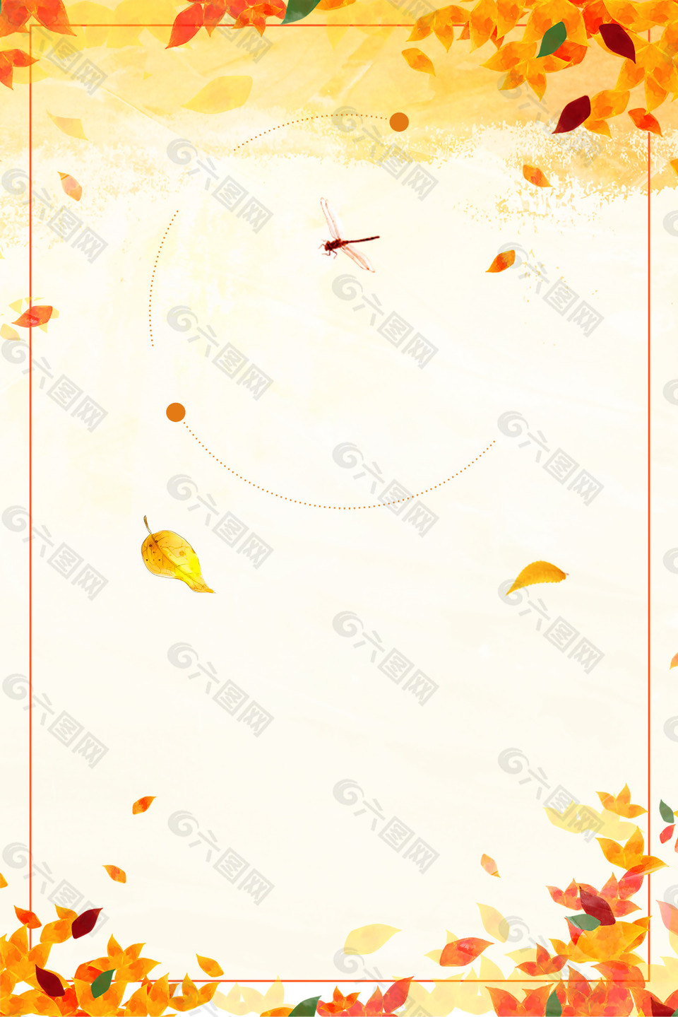 秋日背景蜻蜓手绘