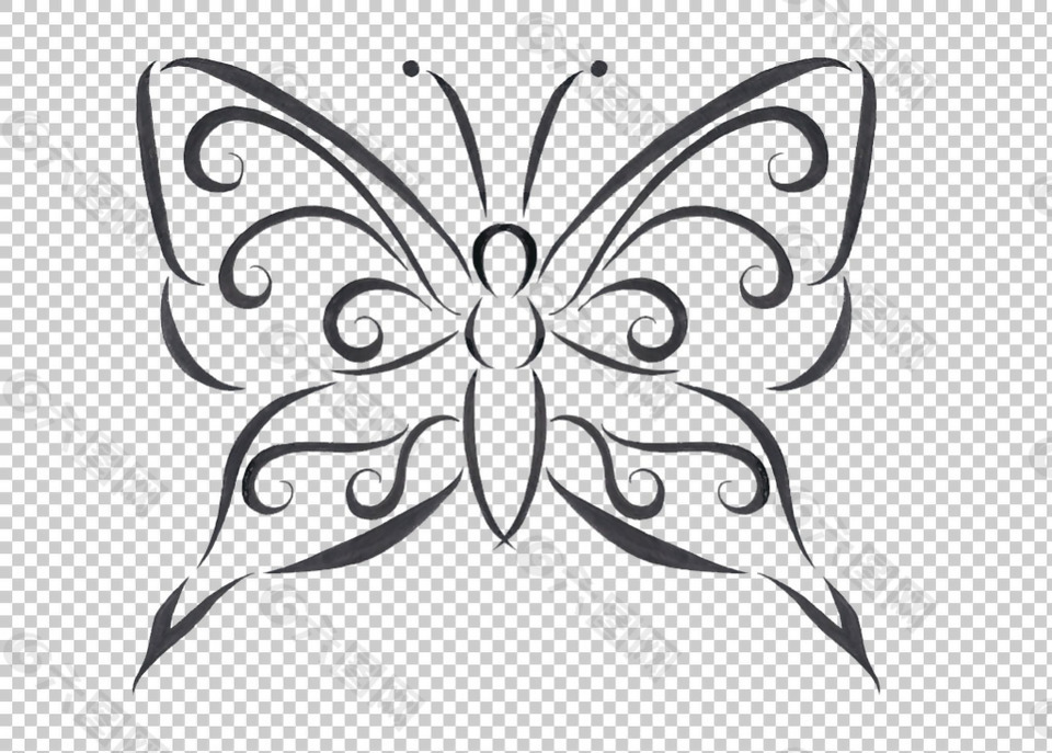 花蝴蝶纹身图案免抠png透明图层素材