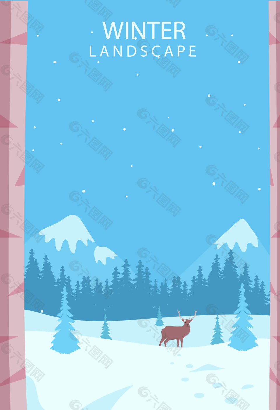 冬季鹿岛冰山雪森海报背景素材背景素材免费下载 图片编号 111 六图网