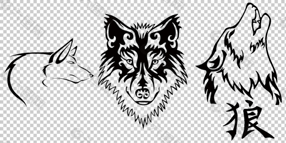 野狼图案纹身免抠png透明图层素材设计元素素材免费下载 图片编号 126 六图网