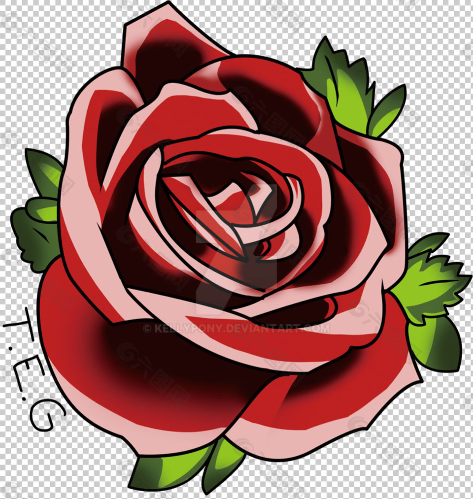 玫瑰花纹身手稿免抠png透明图层素材
