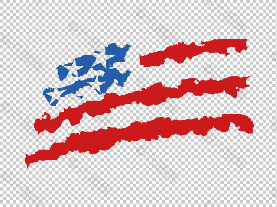 美国国旗笔触免抠png透明图层素材
