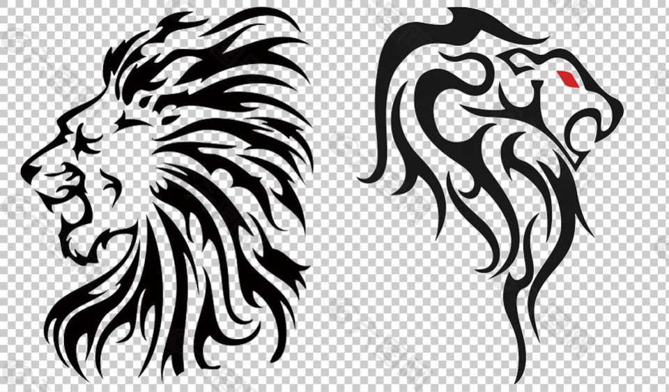 狮子纹身免抠png透明图层素材