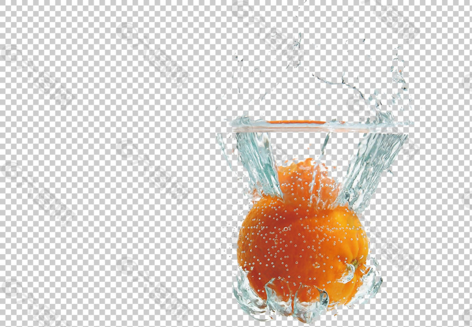水果橙子水溅图免抠png透明图层素材