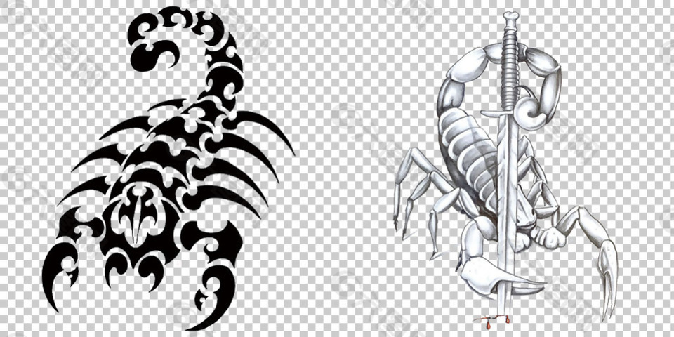 蝎子纹身贴免抠png透明图层素材
