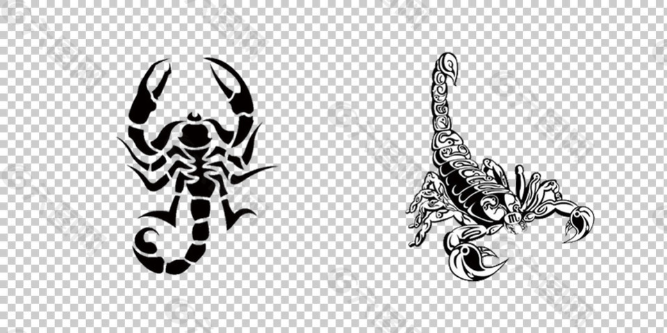 蝎子纹身图案免抠png透明图层素材