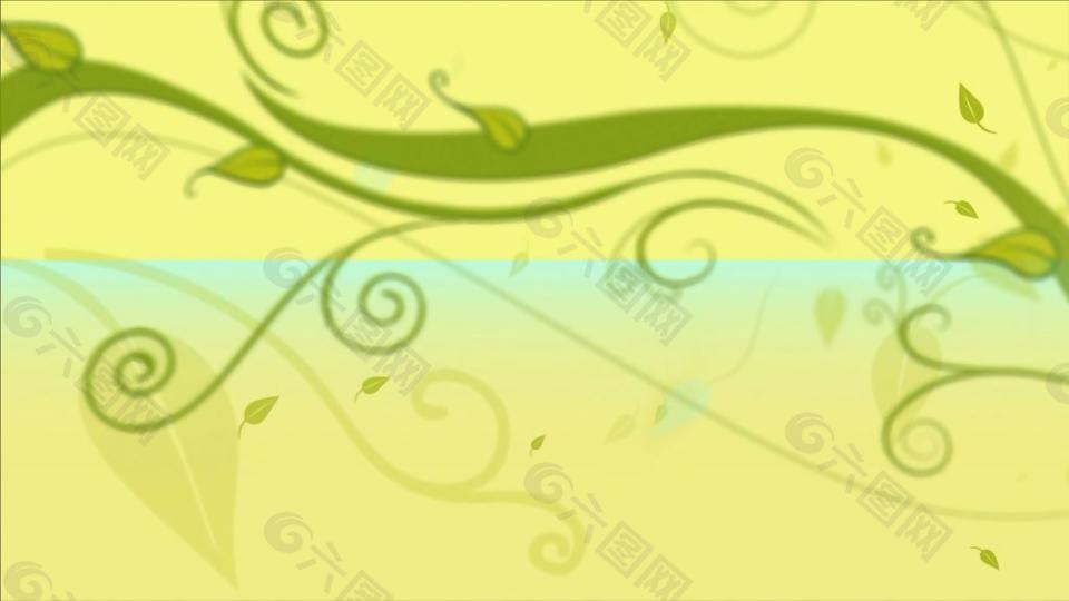清新黄绿色浪漫花纹动态视频素材