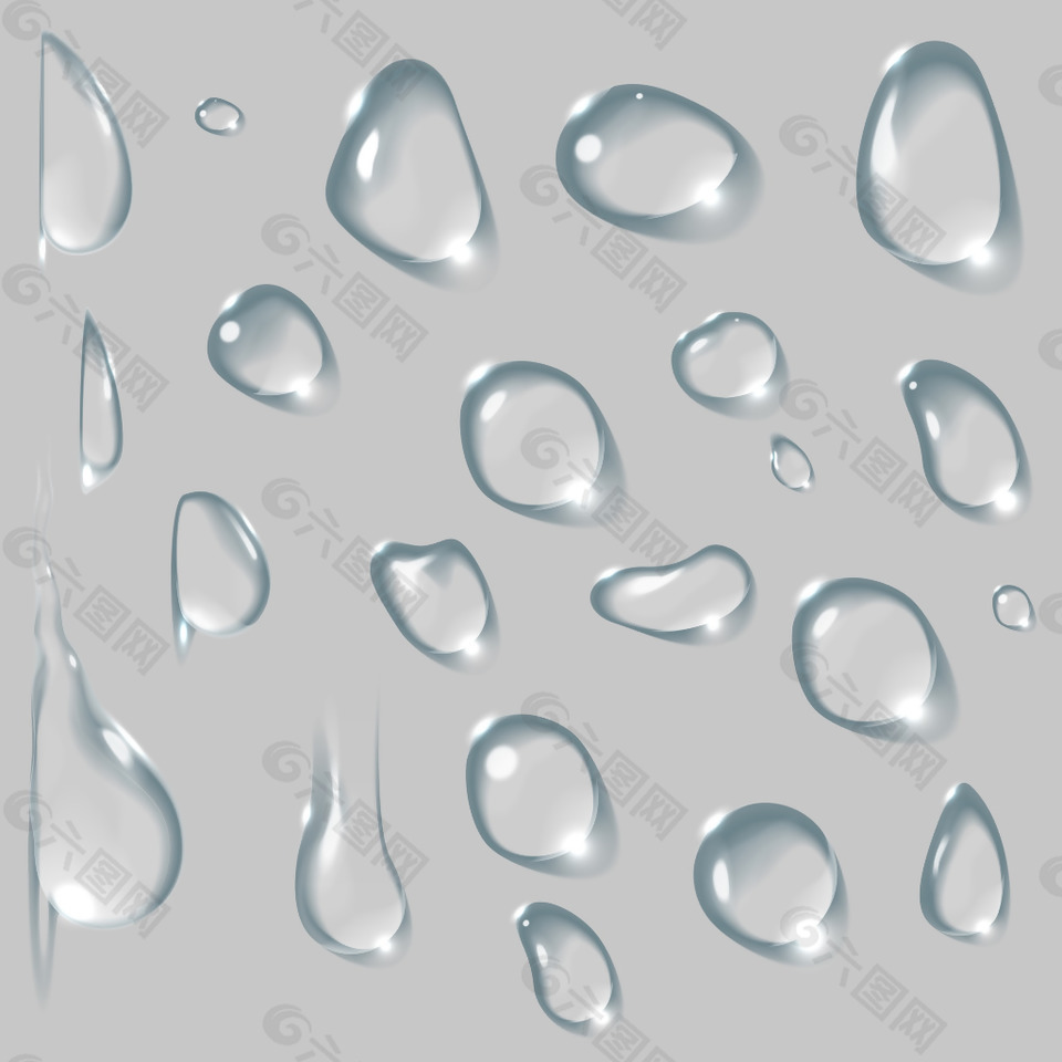 透明白色的水滴插画