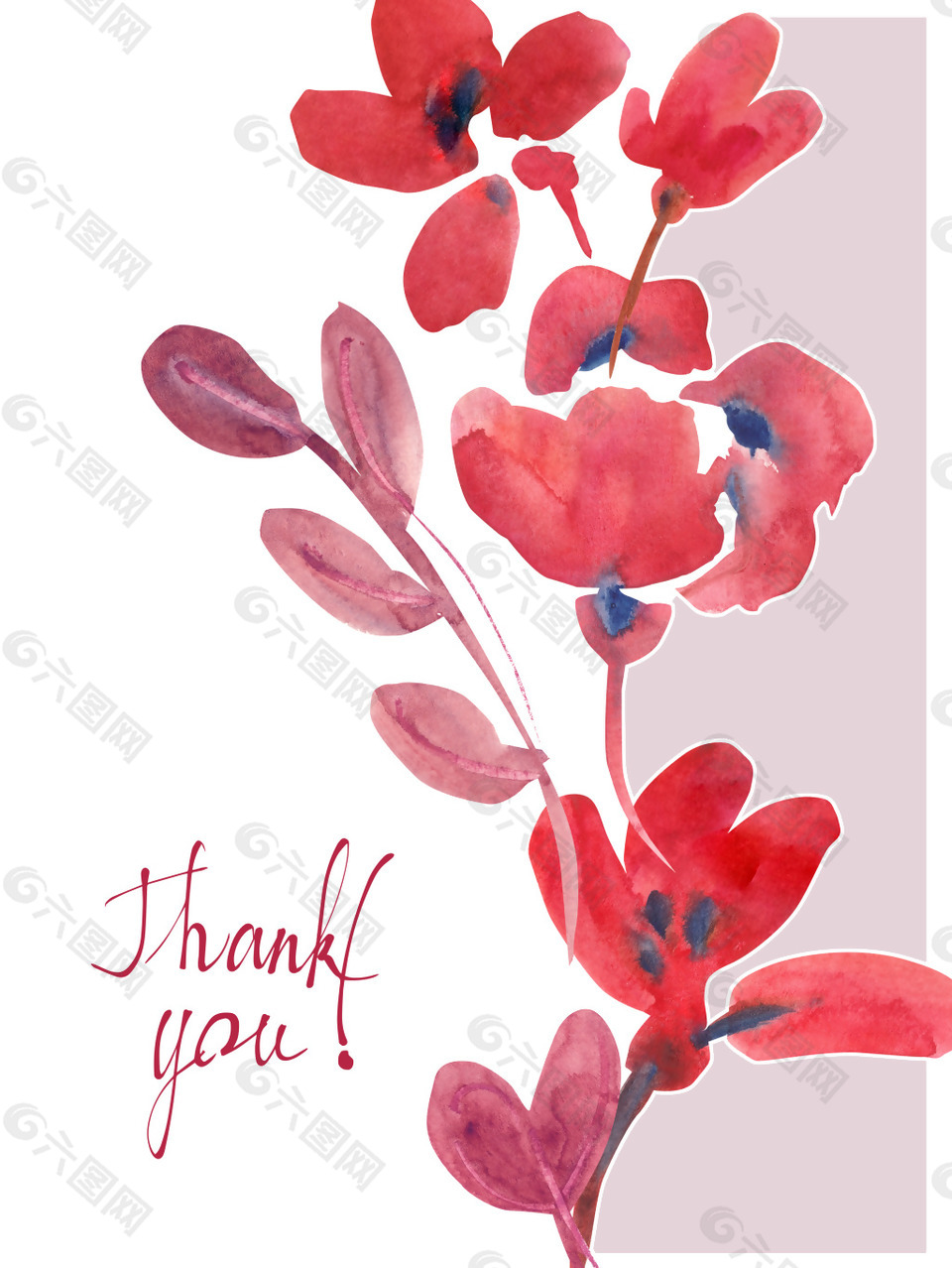 水彩描绘花卉情人节卡片背景