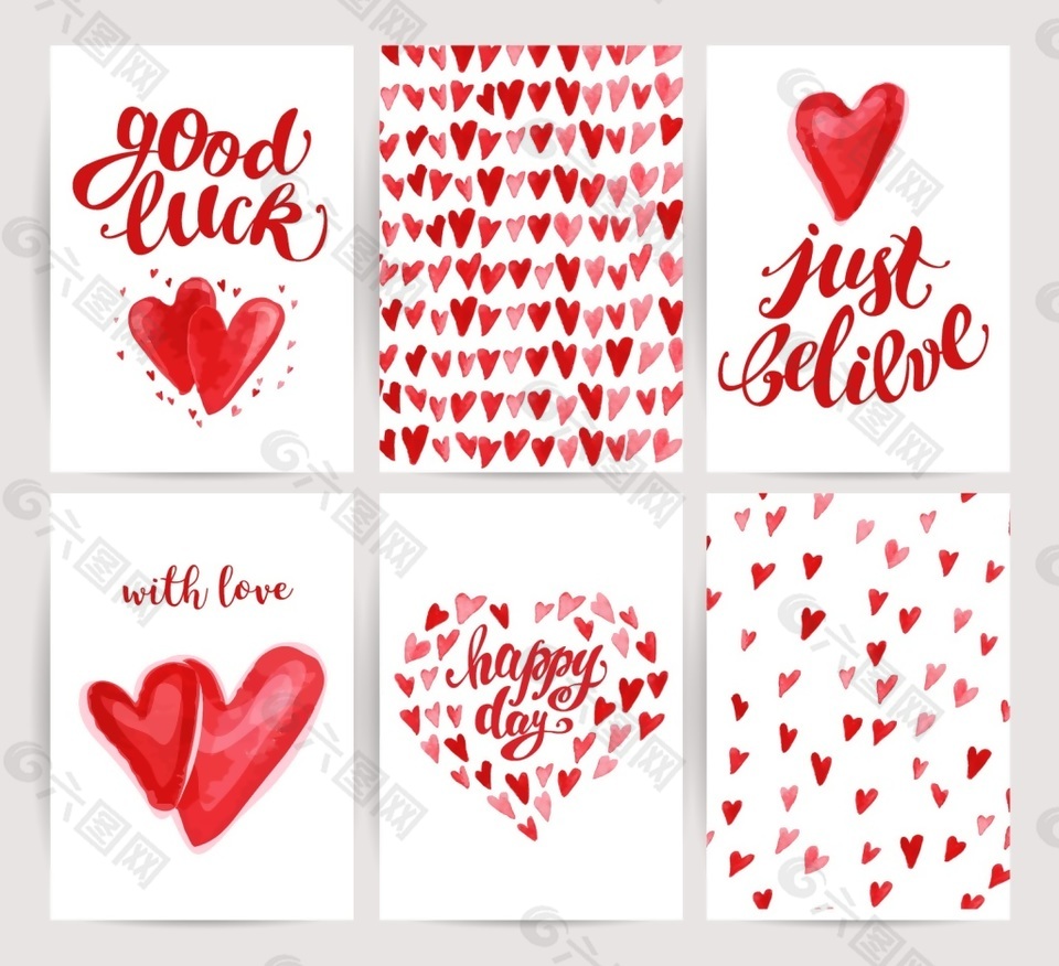 六款情人节卡片背景矢量素材