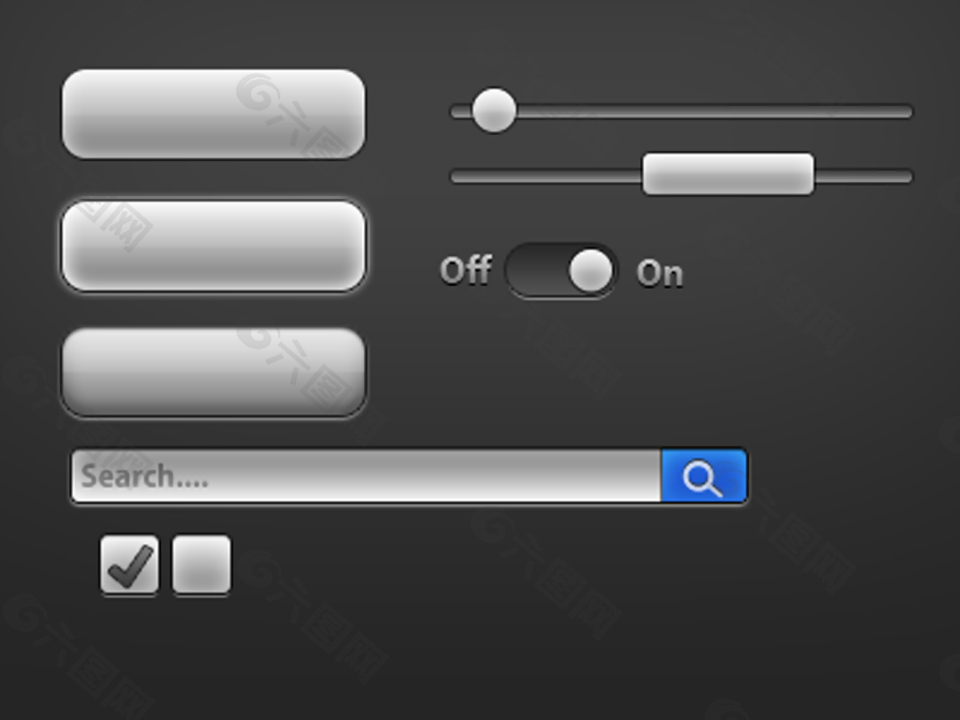 灰色按钮进度条滑块开关按钮搜索框素材
