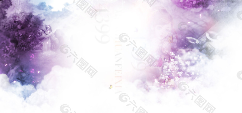 梦幻紫色花朵淘宝全屏banner背景