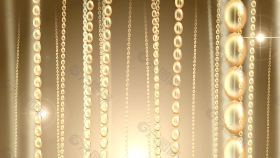 珍珠串起的梦幻珠帘背景循环素材