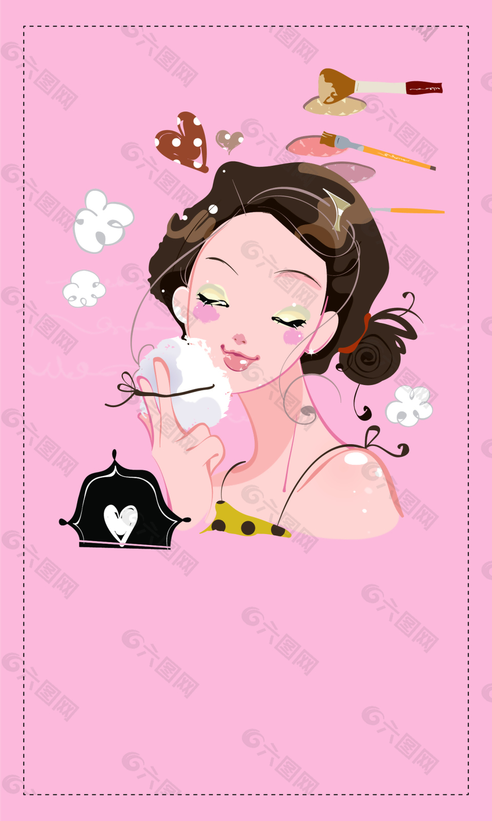 手绘美女美容美发名片背景素材背景素材免费下载 图片编号 六图网