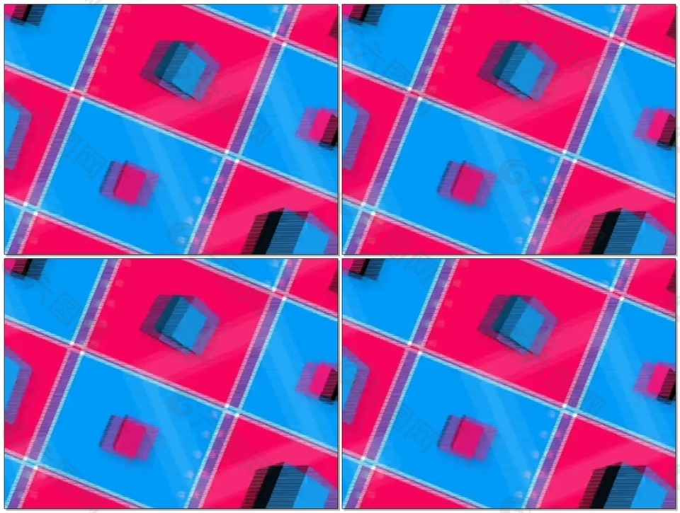 红蓝方块动态视频素材