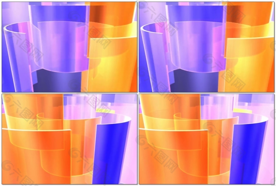 紫橙蓝三色动态视频素材